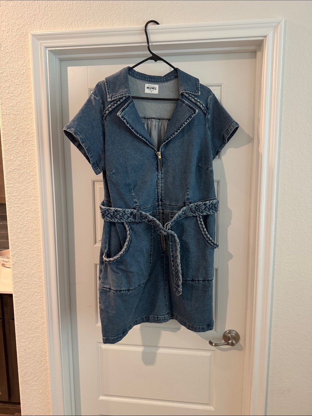 Show Me Your MuMu Denim Zip-Front Mini Dress in Blue